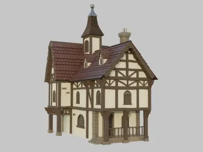 Fachwerk-  Stylized house of the Middle Ages 3D model