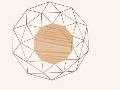 Metal and Wood Fruit Bowl - Geometric Wireframe Basket 3D Model  Low-poly 3D model