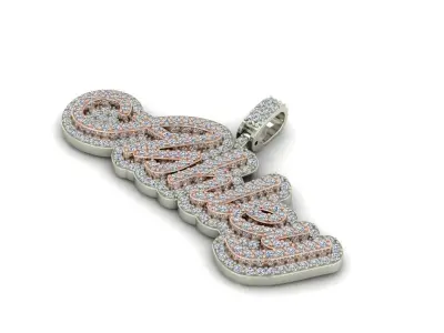 Custom Diamond Name Pendant ASHLEY 3D print model