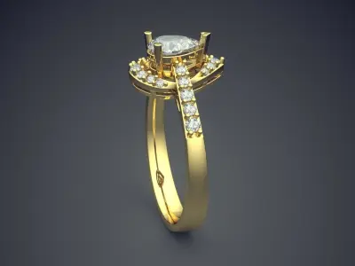 Luxury Ring With Diamonds On The Side CAD 4579 3D print model