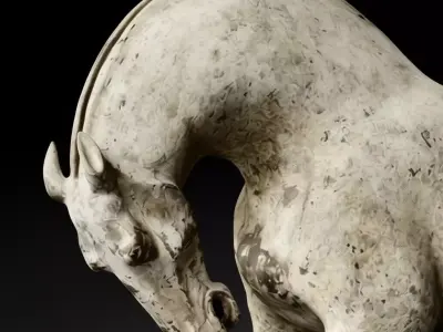 Ancient Chinese Terracotta Horse 3D Historical Animal Sculpture Low-poly 3D model