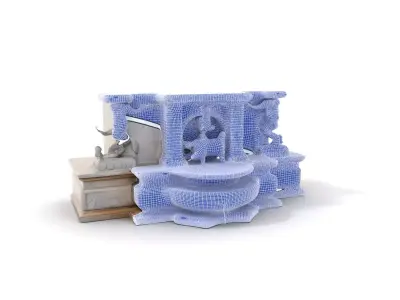 Elegant Stone Fountain model pack Low-poly 3D model