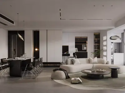 Modern living room dining room interior scenes 145 3D model