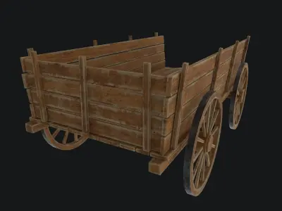 Old Wooden Cart Low-poly 3D model