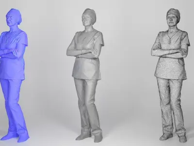 Adult surgical nurse in red uniform 125 Low-poly 3D model