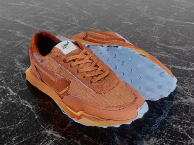 DIESEL RACER 3D SHOES - ORANGE Low-poly 3D model