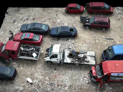 abandoned cars wreckage terrain part1 photogrammetry Low-poly 3D model