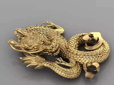 Dragon Pendant 3D print model 10