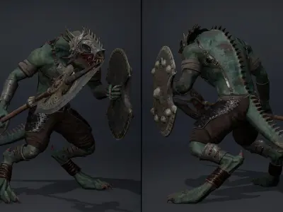 Mist Spearman Arm1 Brutal Low-poly 3D model