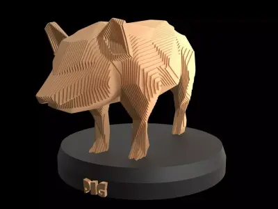 Parametric Pig Low-poly 3D model