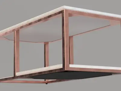 Modern rectangular Marble and metal table Free 3D model