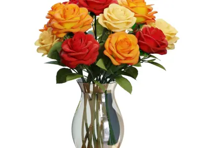 Flower Set 07 - Mixed Roses Bouquet 3D model