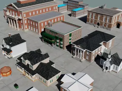 Small Town America Buildings Collection Low-poly 3D model