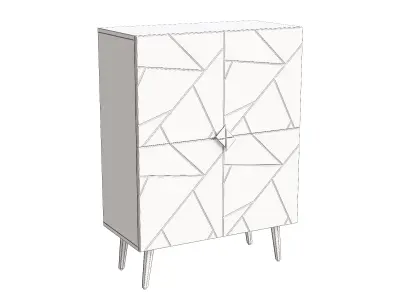 Dark Zaria Wood Cabinet Low-poly 3D model