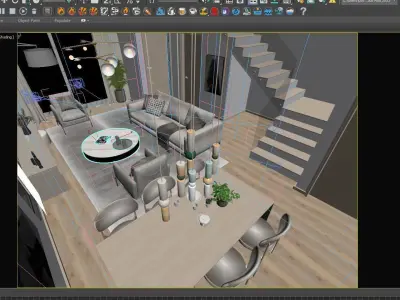 Interior scene living room 3D model