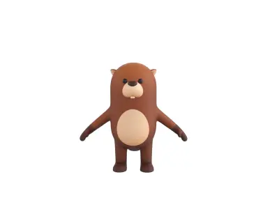 Rigged Beaver Character 3D model