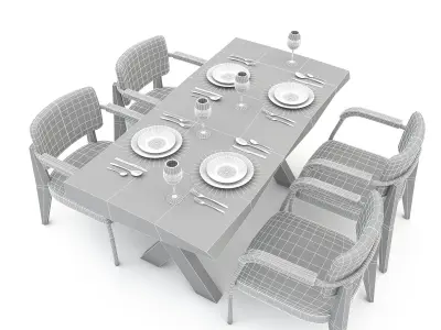 3D dining table 013 model Low-poly 3D model