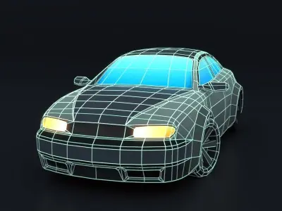 Cartoon Car Futuristic Speeder Low-poly 3D model