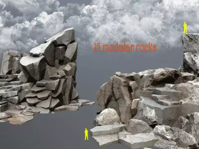 desert cliff rocks Low-poly 3D model