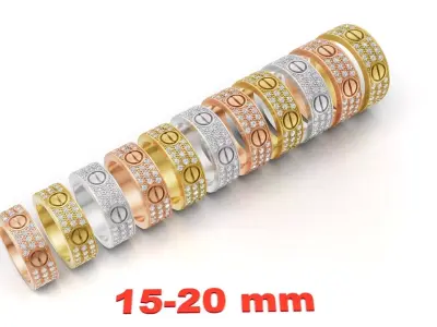 LOVE Ring Classic paved 15mm-20mm 3D print model