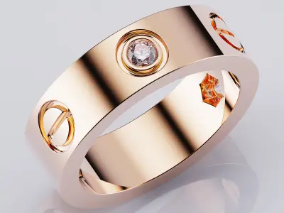 Wedding rings Love Collection All Sizes 3 Stones Version 2 3D print model