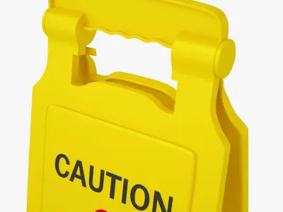 Caution Wet Floor Safety Sign 3D Model 3D model