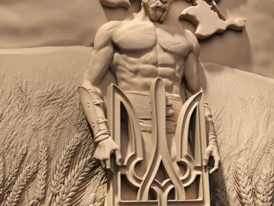 Picture of a Cossack with a trident Ukraine for a CNC machine 3D print model