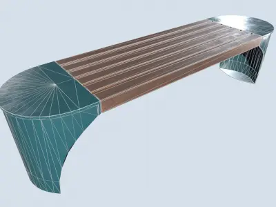 Street bench low poly pbr game ready Free low-poly 3D model