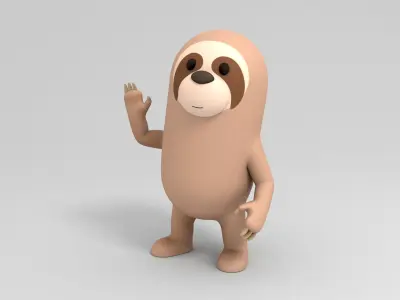Rigged Cartoon Sloth 3D model