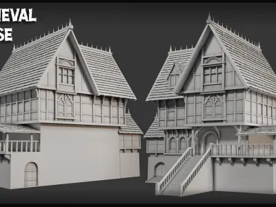 Medieval House-Base Mesh Free 3D model
