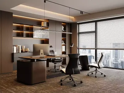 Modern Light-Luxury Executive Office 3D model