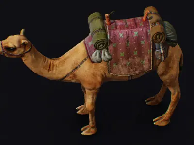 Camel Harnessed Desert Animal Lowpoly 3d Model Mammal Low-poly 3D model