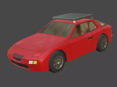 Porsche 924 low poly car Low-poly 3D model