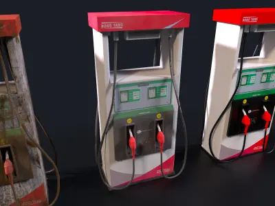 Fuel station pump 3D Low-poly 3D model