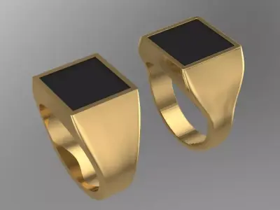 2 types of Classic Square Onyx ring 3D print model