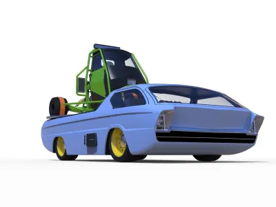 Dodge Deora with Ape rally car 3D model