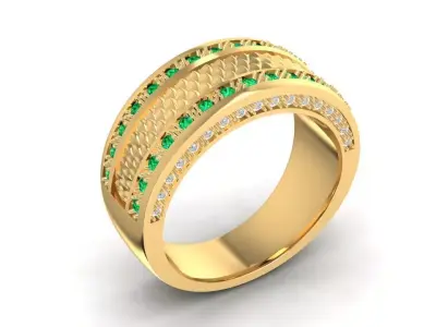 Luxury Women Multi Row Band Ring with Gemstones 1591 3D print model