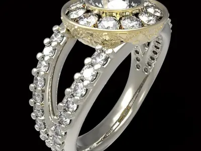 engraving halo ring center gem 6 mm 3D print model