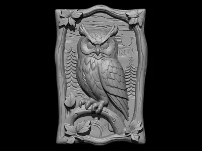 Stylized Owl Wood Carving 3D print model