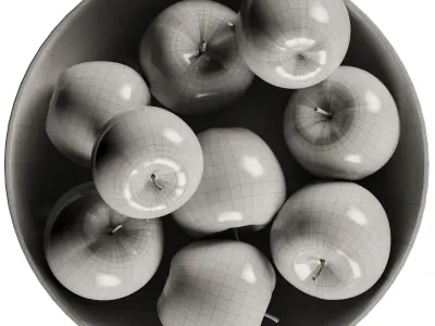 Hammered Bowl with Green Apples 3D model