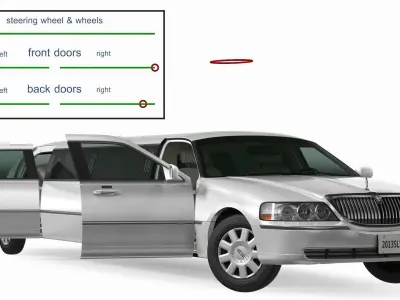Lincoln Town Limo White Rigged 3D model