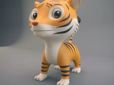 Cartoon Tiger Low-poly 3D model