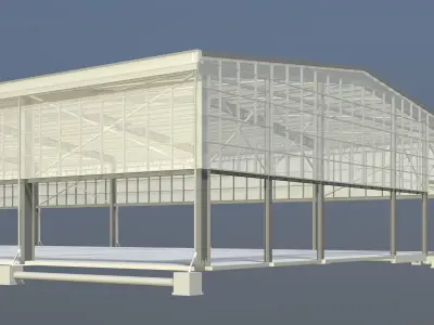 Glasshouse under construction 3D model