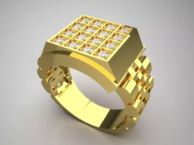  Luxury man Rolex design diamond ring modelror0051 3D print model