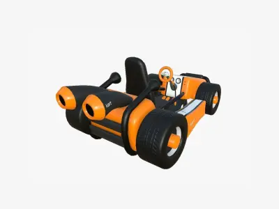 Cartoon Kart I07 Orange - Vehicle Racing Design Low-poly 3D model
