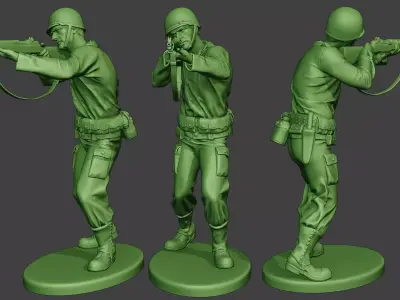 American soldier ww2 Shoot Stand A12 3D print model