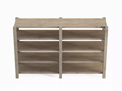 Long Pottery Shelf 02 Low-poly 3D model