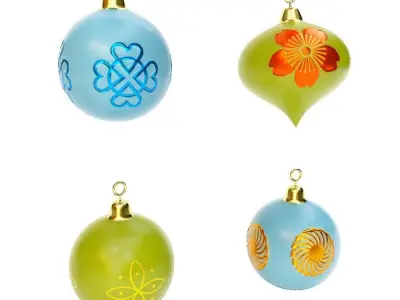 Christmas tree ball 3d model set1  Low-poly 3D model