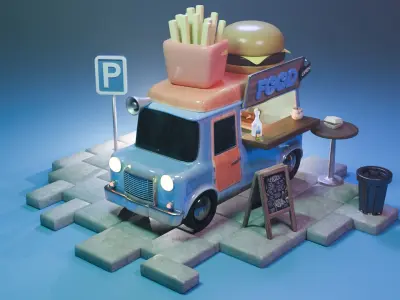 food truck stylized 3D model