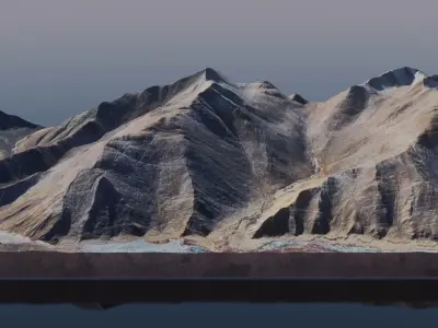 Desert Terrain Model- Endless Adventures mountain in middle o... Free low-poly 3D model
